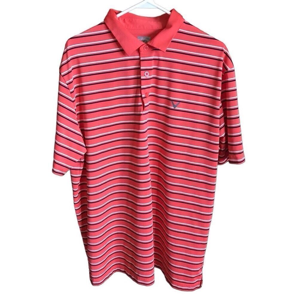 Callaway golf polo Size XL Orange striped short sleeve athletic opti Dri
